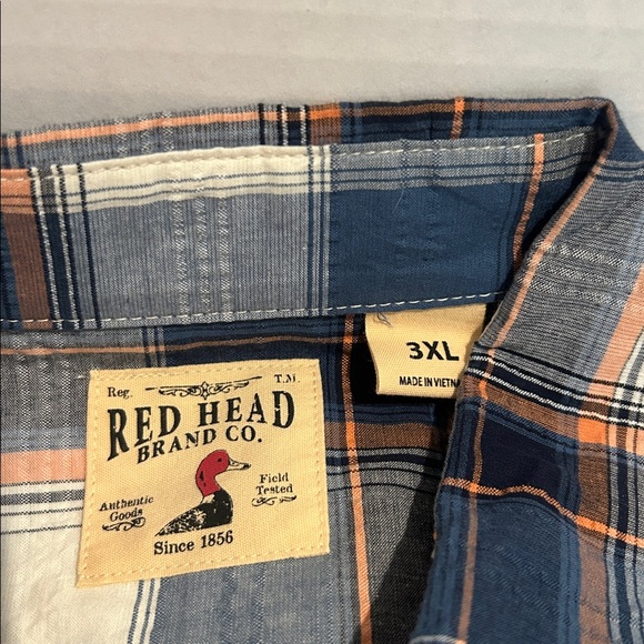 NWT Red Head Brand Co Plaid Button Down Shirt 3XL 100% Cotton Larkspur - Picture 3 of 5